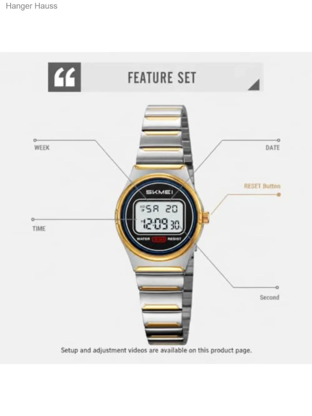 Vintage Women's Digital Watch Stainless Steel Bracelet LED